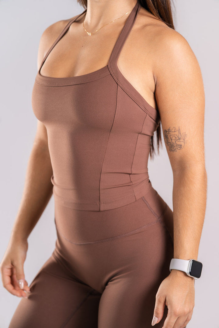 Flex Halter Top - Marrom